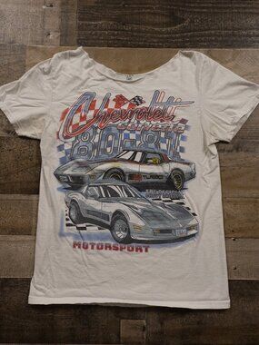 Chevrolet Corvette Motorsports Graphic Tee Women’s Small White Y2K Racing